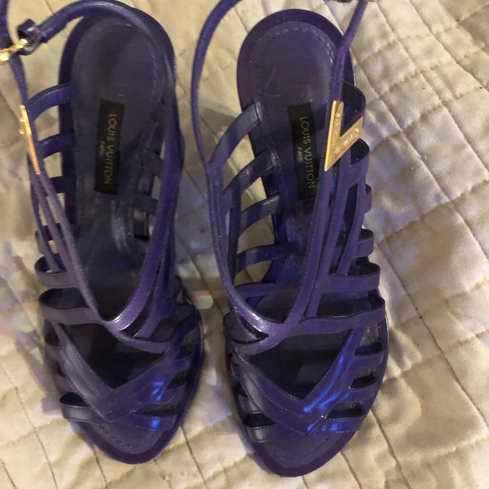Louis Vuitton purple strap heels